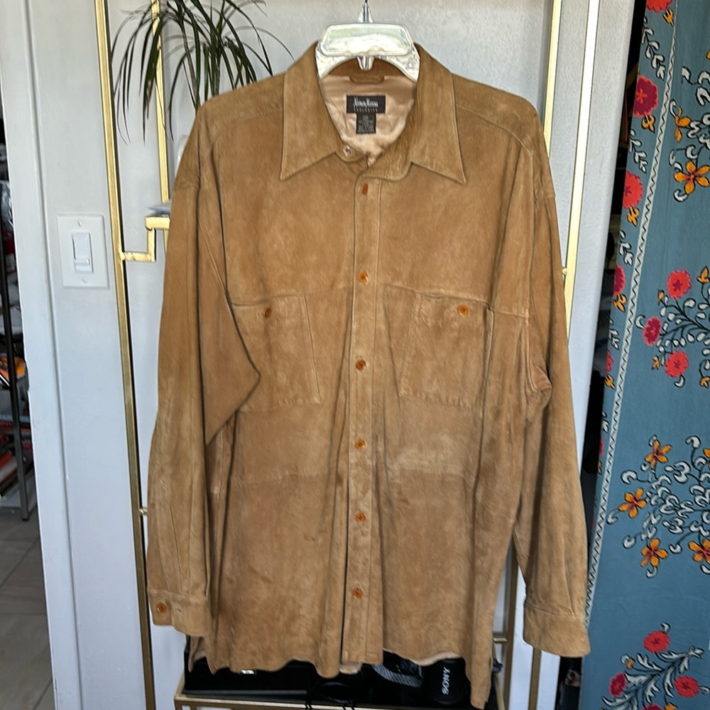 Nieman Marcus suede leather shirt- jacket